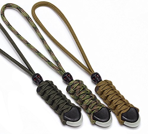3 Premium Tactical Knife / Gear Lanyards by ZaneGear | MADE IN USA | For Tactical Outdoor Gear & Pocket Knives Such as Benchmade +more | Zipper Pulls/ Survival Keychain Lanyards