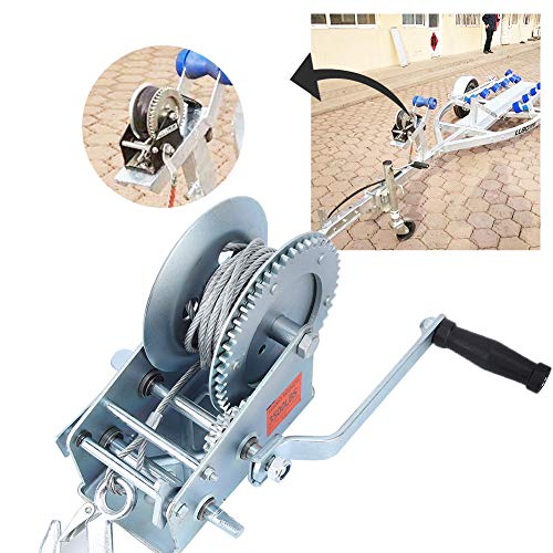 Qiilu 3500lbs Dual Gear Hand Winch Hand Crank Manual Boat ATV RV Trailer, Ideal for Boat Haulage or Trailer mounting Conveniently Hand Winch Boat Trailer Winch - Image 3