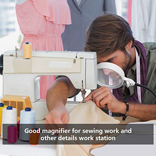 XYK Large LED Lighted Magnifier with Stand Folding Design with 6 LED