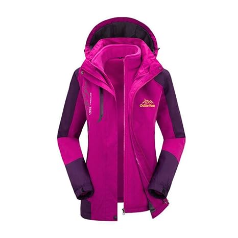 iBaste Outdoorjacke Damen mit Kaupzen Funktionsjacke 3 in 1 Doppeljacke Regenjacke Hardshelljacke Wasserdicht atmungsaktiv Sk