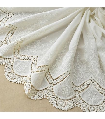 1 Yard Broderie Anglaise Cotton Eyelet Lace Trim - White, 58.5cm Wide, Made In South Korea