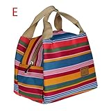 Lunch Bag, Clearance! Tloowy Canvas Thermal Insulated Lunch Tote Bag Stylish Striped Lunch Box Organizer Zipper Bento Box Cooler Bag for Women Adults Kids (Colorful)