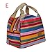Lunch Bag, Clearance! Tloowy Canvas Thermal Insulated Lunch Tote Bag Stylish Striped Lunch Box Organizer Zipper Bento Box Cooler Bag for Women Adults Kids (Colorful)