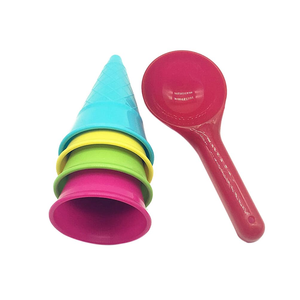 UPKOCH Kids Beach Toys 5pcs Plastic Ice Cream Cones Scoop Cones Beach Toy Kids Sand Mold Set Seaside Play Sand Toys for Outdoor Beach Toys Set(Random Color)