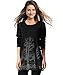 DJT Women's Scoop Neck Long Sleeve Stretchy Printed Casual Top Blouse Black