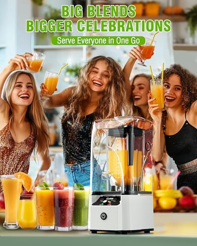 WantJoin - Licuadora silenciosa – Licuadora de cocina con motor de cobre de 2.5 CV, tarro de 88 onzas, licuadoras silenciosas multifuncionales para batidos, jugos, sopas, salsa, con 15 velocidades