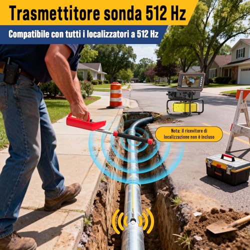 Dnenellr Tube Inspection Camera with 512Hz Probe and Auto-Leveling Function 1080P, Cable with Metric Marks, 9 Inch HD IPS Screen, 32GB DVR, 5100mAh Battery, Waterproof IP68 (20M)