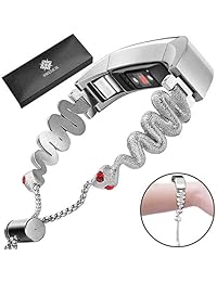 Compatible Fitbit Alta y Fitbit Alta HR Correa de reloj de acero inoxidable para mujeres, moda Cobra Bling Rhinestones pulseras de repuesto de metal pulseras accesorios para Fitbit Alta Fitbit Alta HR