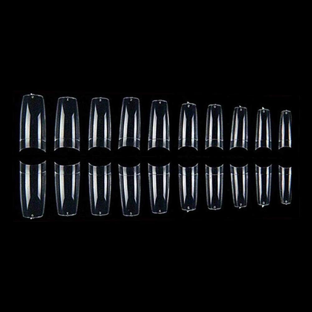 krofaue 500Pcs Square Nails Tips False Acrylic Fingernails Fake Half Cover French Artificial Nails Tip 10 Sizes with Bag DIY (Clear)
