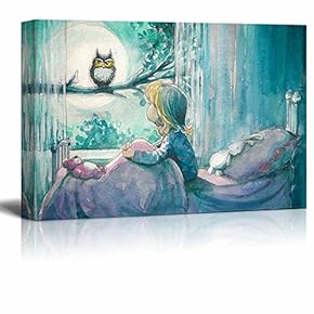 Girl in Her Bed Looking at an Owl...