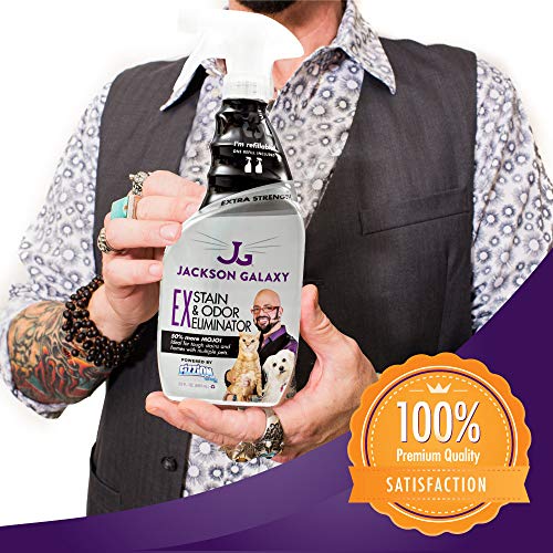 Jackson Galaxy: EX Stain & Odor Eliminator - Pet Urine Remover - 23 oz bottle - 2 Fills Included - 50% More Mojo - Eliminates Pet Stains & Odors Quickly - Works On Multiple Surfaces - Non-Toxic