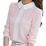 New arrival Summer and Autumn pan collar chiffon blouses, Long sleeve Lace Top (L)