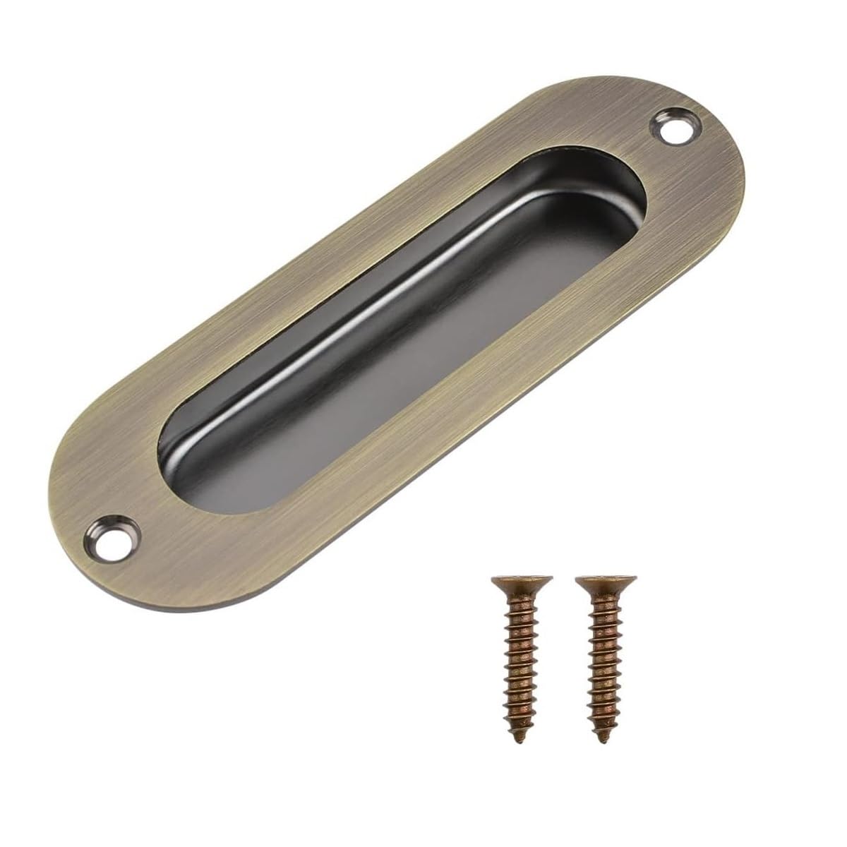 MiJunHD Recessed Flush Door Handles Stainless Steel Cabinet & Furniture Door Pulls Bronze 120 * 40mm Round Handles/Pulls for Interior & Closet Doors — image 1