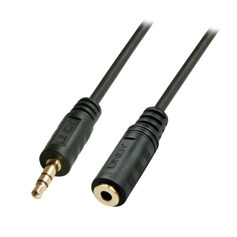 Lindy 0.25m Premium Audio 3.5mm Jack Extension Cable, Black