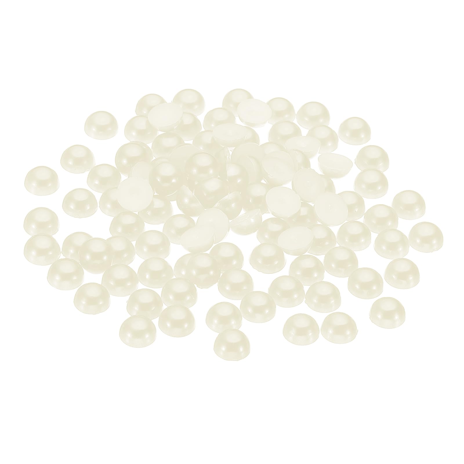 PATIKIL 600Pcs Flatback Pearls Beads for Crafting, 8mm Half Round Resin Beads Flatback Pearls for Nail Charms Handmade Phone Case Embellishment, Beige