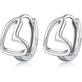 Reffeer Solid 925 Sterling Silver Love Heart Hoop Earrings for Women Teen Girls Heart Hoop Earrings Love Huggie