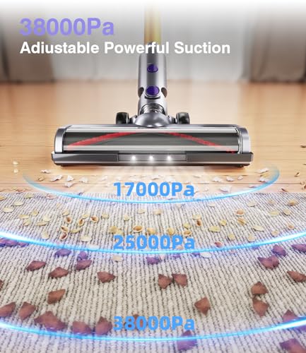 Cordless Vacuum Cleaner, 400W 38Kpa Powerful Stick Vacuum Cleaner, Up to 50Mins Rechargeable Battery, Vacuum Cleaners for Home Anti-Tangled Lightweight Handheld for Hardwood Floor, Carpets, Pet Hair