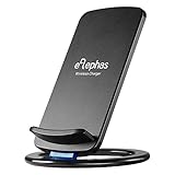Wireless Charger, ELEPHAS Movable Qi Coil Wireless Charging Stand for Samsung Galaxy Google LG Nexus 4 5 Nokia Lumia 920 950 HTC Blackberry Motorola and Other Qi-enabled Devices- Black