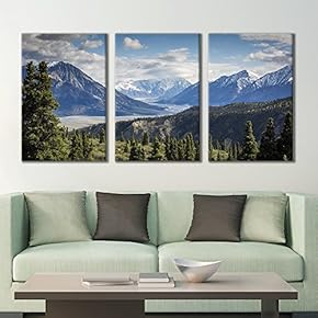 3 Panel Canvas Wall Art - Majestic Natural Landscape Triptych Canvas Series - Panoramic View of Mountains - Giclee Print Gallery Wrap Modern Home Art Ready to Hang - 16"x24" x 3 Panels