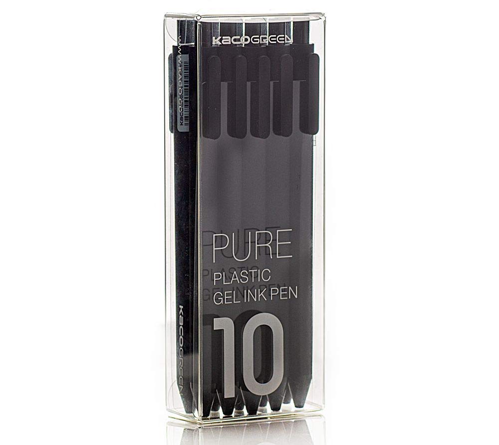 KACO Soft Touch Retractable Gel Ink Pens 0.5mm Fine Point (Black Color 10-Pack Black Ink)