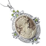 JOVIVI® Vintage Crystal Silver Plated Cameo Beauty Bead Pendant