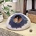 Kittycentric Cozy Cat Cave Bed - Handmade 100% Wool, Large (Grey/Midnight Blue)