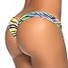 Espiral Women's Colorful Mini Scrunch Thong Zebra Print Medium/Large