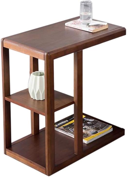 Amazon Com Baomei Coffee Table Solid Wood Side Table Sofa Side Table C Shaped End Table Nightstand Snack Side Table For Sofa Couch And Bed Durable Color Brown Kitchen Dining