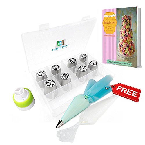 Tulip flower tips cake decoration kit set.Decorating bags and tips set.Reusable piping tips.Icing piping nozzles tips.Cakes supplies decoration.Large icing nozzles.Supplies for decorating cupcakes.