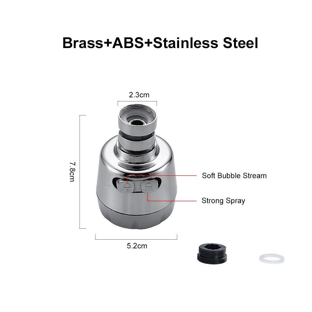 3New 360°Swivel Water Saving Tap Aerator Nozzle Filter Water Saving Tap Diffuser Kitchen Accessories (Short)