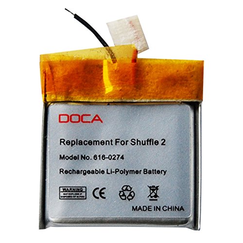 Replacement Battery for iPod Shuffle 2th, DOCA Li-Polymer Rechargeable Battery with Opening Pry Tool Kits (Model No. 616-0274)