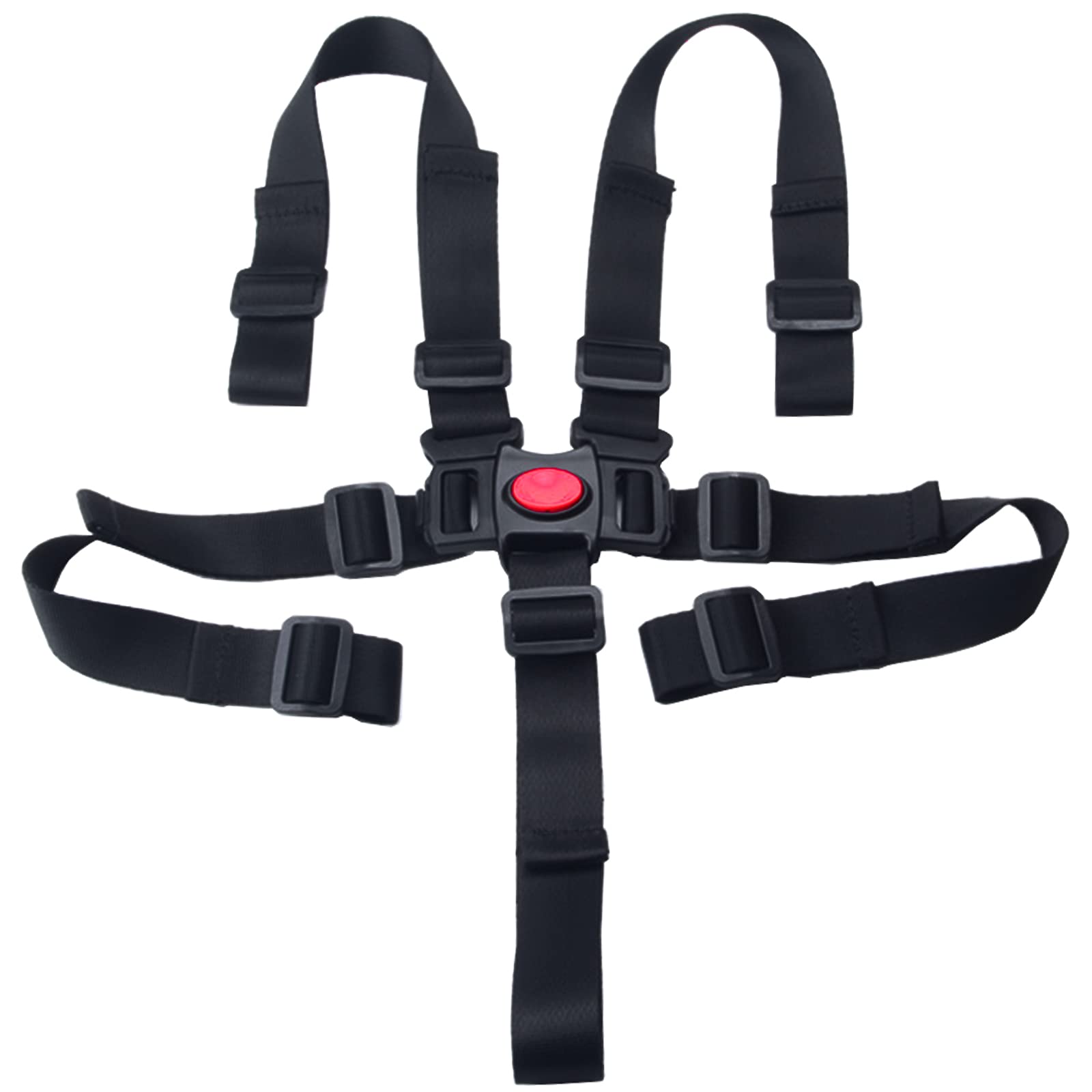 YUTOU Baby High Chair Straps, 5 Point Harness Straps Baby Seat Belt, Adjustable Harness Baby Safety Belt Strap, Tripp Trapp Harness for Stroller Pushchair Pram Buggy High Chair (Black)