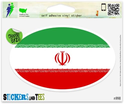 Iran Flag Oval Vinyl Car Bumper Window Sticker 3" x 2"