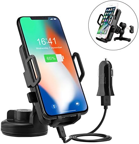 Wireless Car Charger, PTUNA Wireless Charging Car Mount Air Vent Car Mount Qi Wireless Charging Compatible with iPhone XS Max X 8 8 Plus Samsung Galaxy S8 S8 Plus Note 9 8 S6 S7 & Qi Enabled Devices