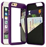 Bastex Hidden Back Mirror Wallet Case with Stand and Card Holder for Apple iPhone 6 / 6S - Purple