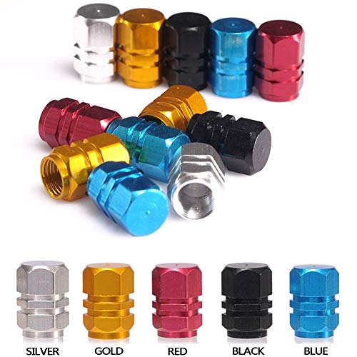 40 Pieces Tire Stem Valve Dust Caps,20 Pack Car Wheel Air Colorful Aluminum Covers with 20 Pcs Black Plastic Dustproof Tire Cap for Car, Motorbike, Trucks, Bike and Bicycle for Prevent Air Leakage