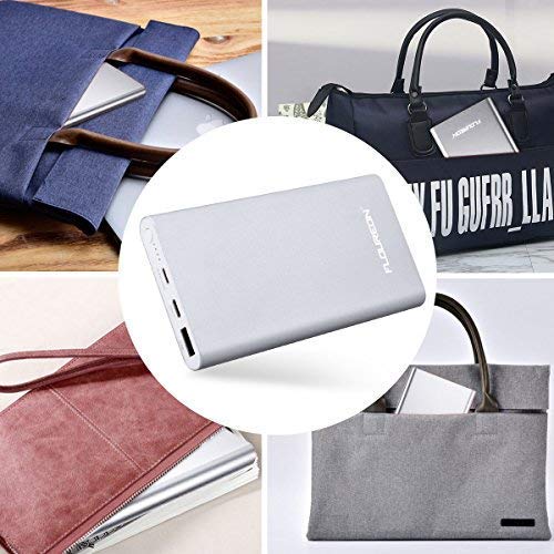 FLOUREON 12000mAh Power Bank Portable Cell Phone Fast Charging External Battery Pack with Type C and Lighting for iPhone,iPad, Samsung and More (Silver) - Thumbnail 7