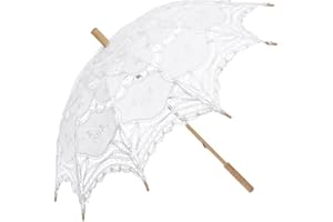 SQOIKOS Lace Parasol Umbrella Vintage Wedding Bridal Lace Umbrella for Decoration Photo Tea Party 32 Inch Adult Size