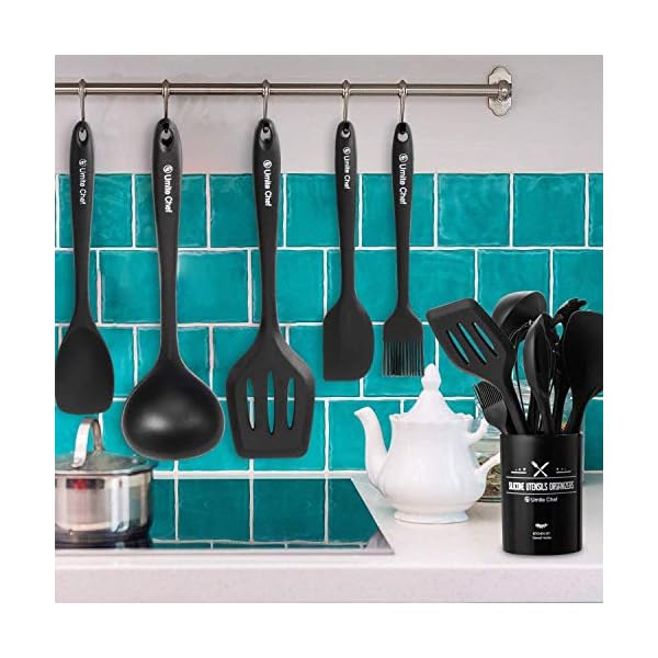 Kitchen-Utensil-Set-12-Cooking-Utensils-Set-Colorful-Silicone-Kitchen-Utensils-Nonstick-Cookware-with-Spatula-Set-Kitchen-Tools-Kitchen-Gadgets-with-Utensil-Crock-by-Umite-Chef-Black 12 PCS Silicone Kitchen Cooking Utensil Set, Heat Resistan BPA-Free Kitchen Utensils, Umite Chef Nonstick Cookware with…