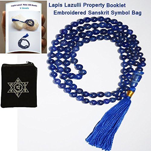Lapis lazulli (108+1)Beads 6mm Hand knotted Mala.... by V Jewels