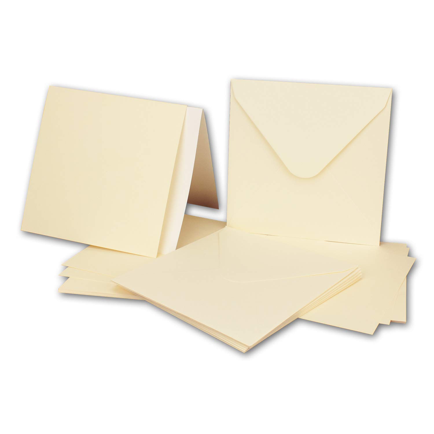 FarbenFroh by GUSTAV NEUSER 25x Square Card Set with Envelopes & Inserts - 13.5 x 13.5 cm - Cream/Ivory - Square Blank Invitations for Weddings and Parties
