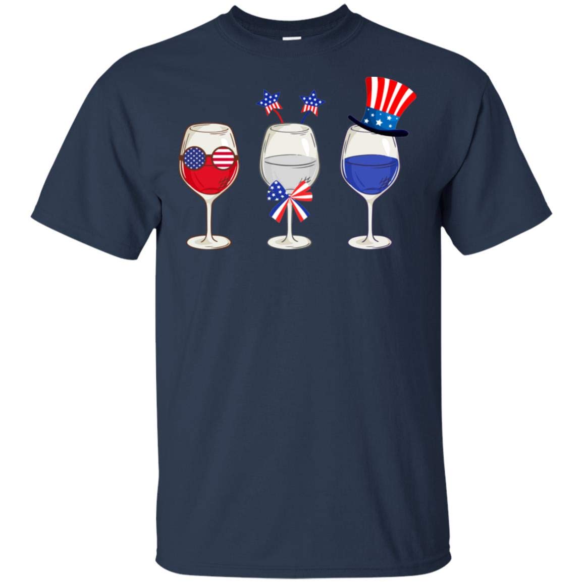 Happy Wine Fourth 4th Of July Holiday Party Celebration T Shirt Proud America Usa Flag Ind
