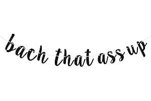 OASISGUEST Bach That Ass Up Banner, Bachelorette Banner, Bach and Boozy Bunting Sign, Bachelorette Party Decorations Black Glitter (Black)