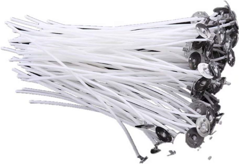 Pack of 100 15 cm Pre Waxed Wicks for Candle Making with Sustainers