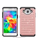 Samsung Galaxy On5 Case - Hybrid Dual Layer Diamond Cover [Drop Protection/Shock Resistant]Crystal Bejewel Bling Case for Samsung Galaxy On5, (Rose Gold/Black)