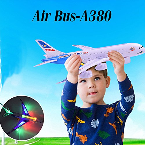 Alagoo Electric Airplane Toy Kids Toy Plane Airbus with Flashing Lights, Realistic Aircraft Jet Engine Sounds, Changes Direction Auto, Bump and Go Action Toy Airplanes for 3+ Years(Colors May Vary) - Thumbnail 6