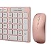 Wireless keyboard and mouse Set, Hi-azul Compact Low-noise 2.4GHz Wireless Keyboard and Mouse Combo with Number Pad for Home and Office Use (Rose Gold)