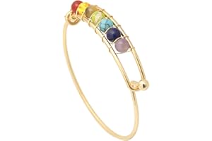 Edgda Yoga Colorful Chakra Stone Bracelet Alloy Wire Around Cuff Bracelet