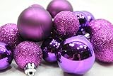20 Holiday Time Mini Shatterproof Satin Shiny and Glitter Finish Bulb Christmas Ornaments (Purple)