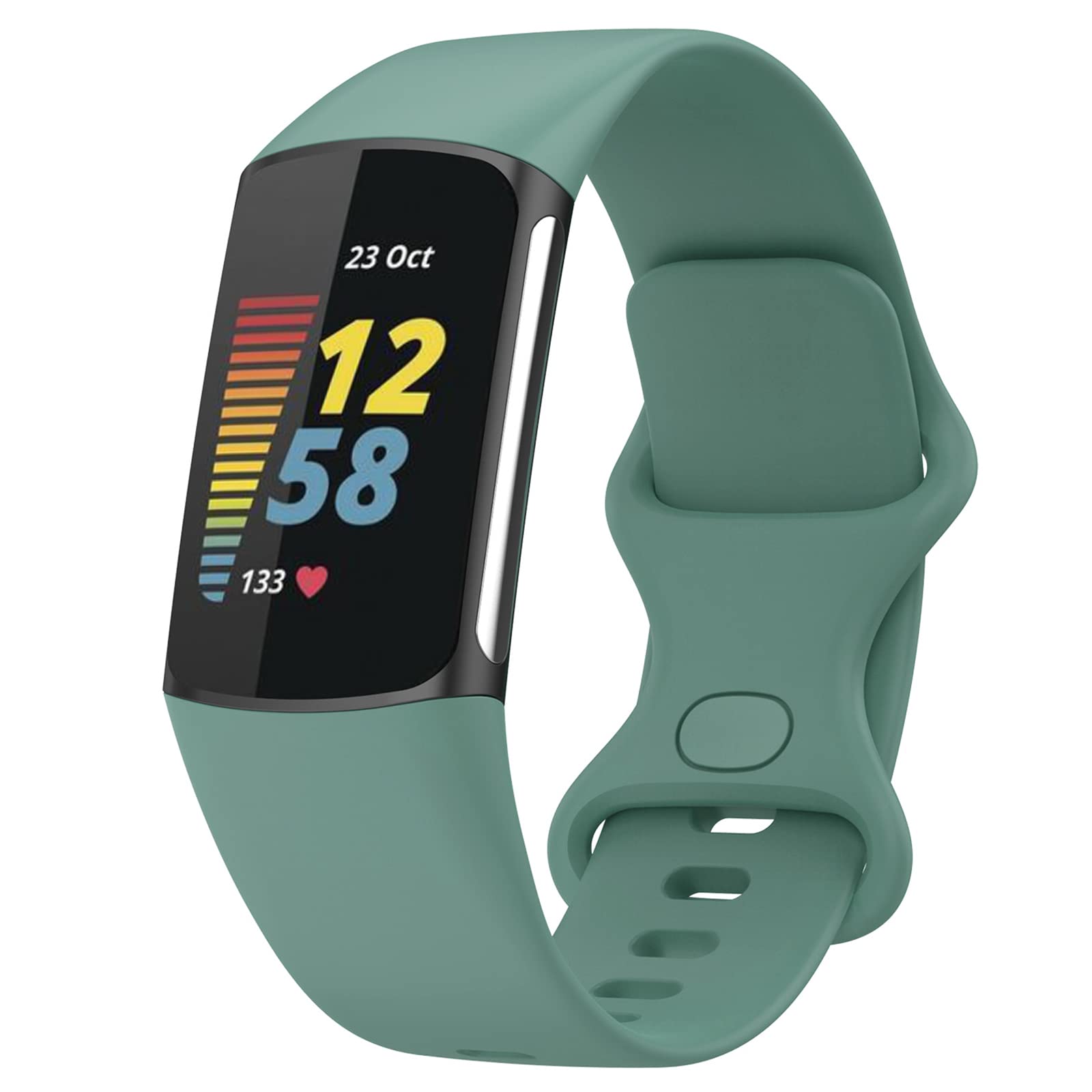 TopPerfekt Straps Compatible with Fitbit Charge 6 Strap, Adjustable Soft Silicone Sport Replacement Watch Band Wristbands Bracelet for Charge 5 Activity Tracker Women Men (Pine green, Large) โ image 1